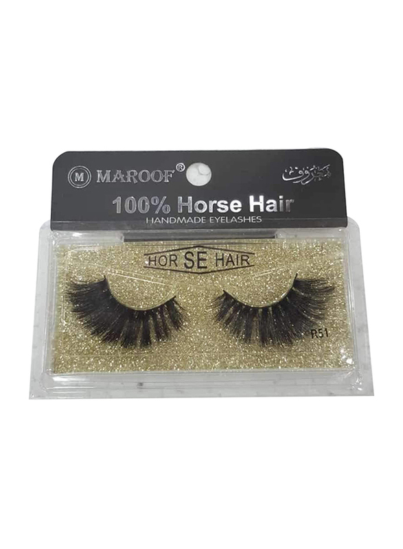 Maroof Mink 3D Hair Handmade Eyelashes, R51 Black, Black